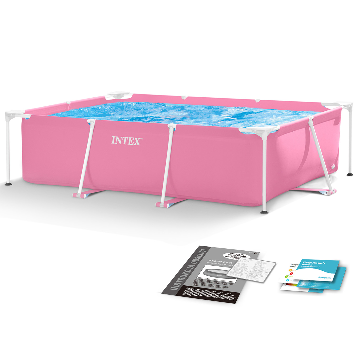 Didelis stačiakampio formos rėmo sodo baseinas 220 x 150 cm intex 28266