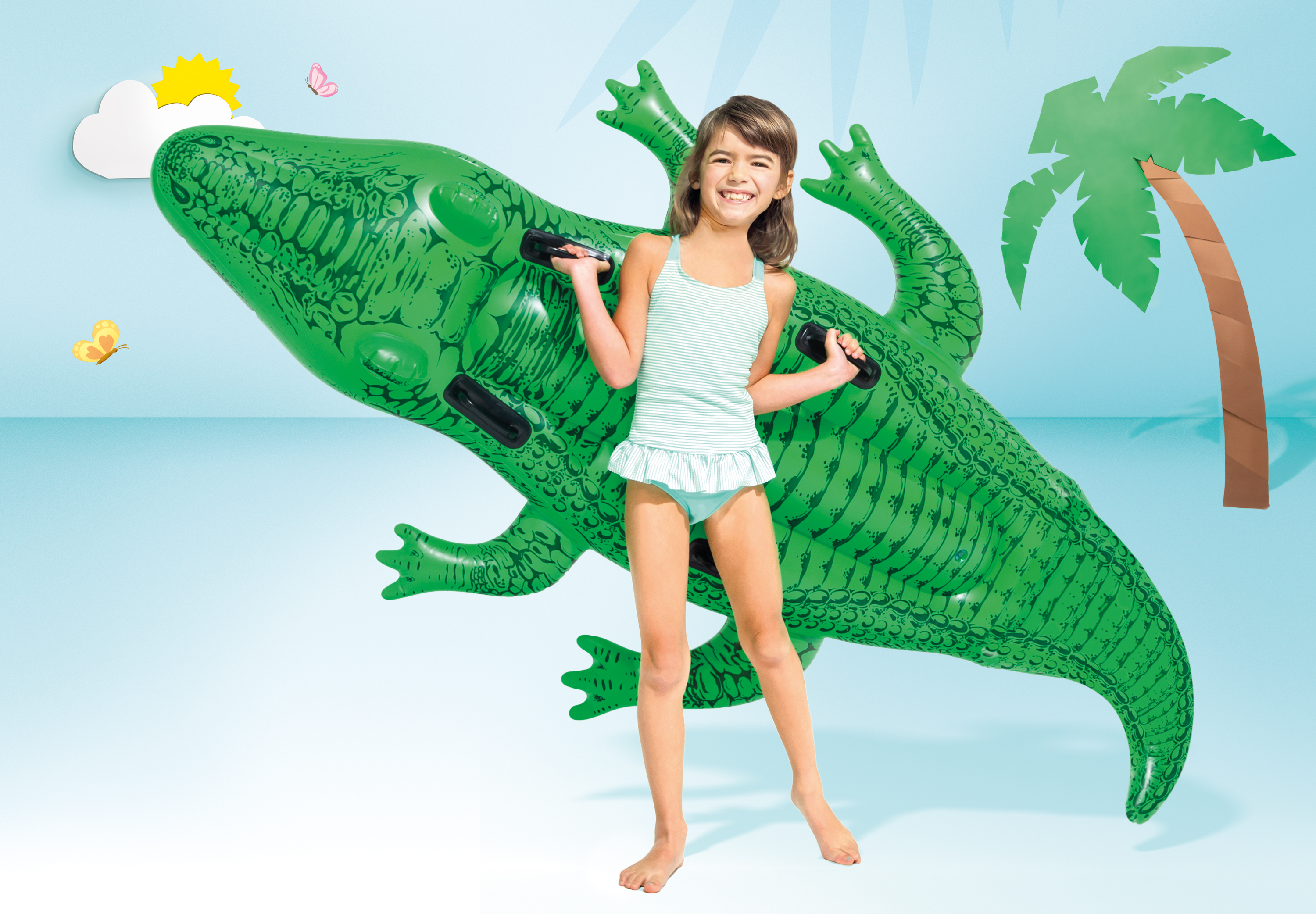 Pripučiamas plaustas Intex Giant Gator Ride-On, 203 cm