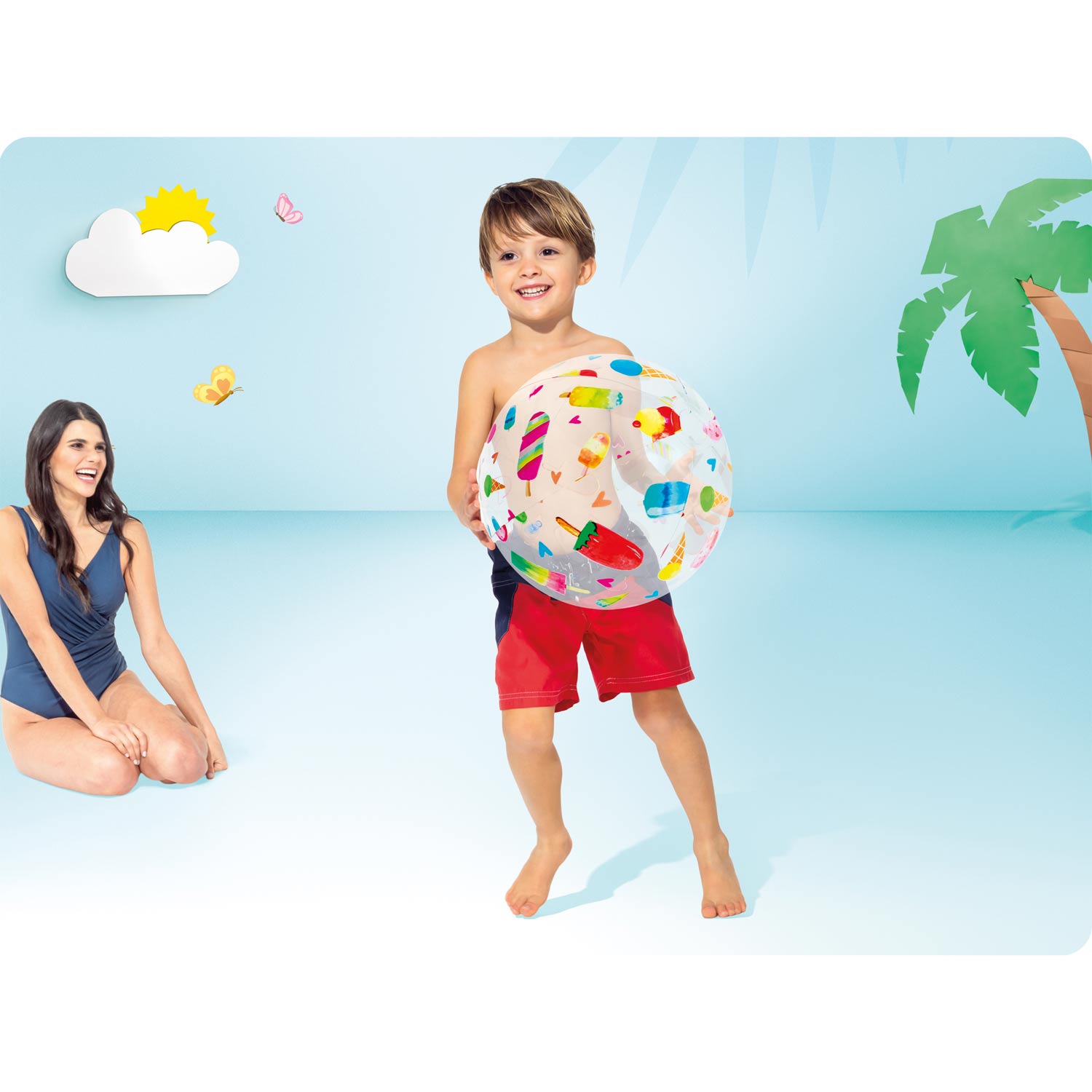 Pripučiamas paplūdimio kamuolys Intex Lively Print, 51 cm