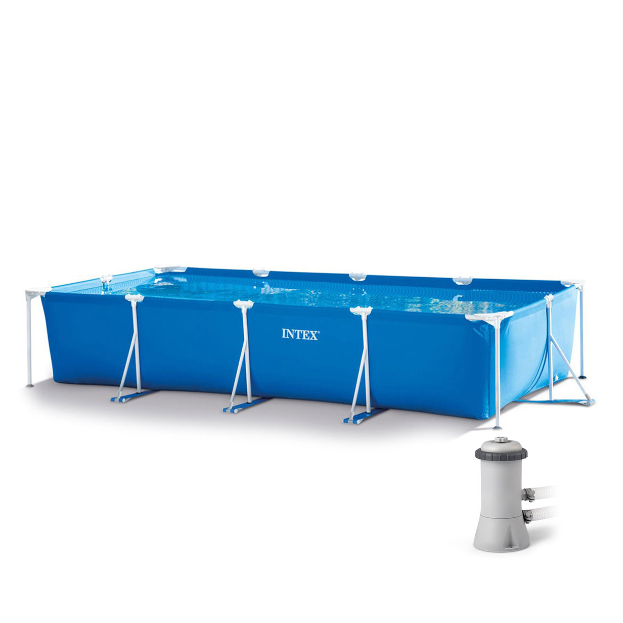 Karkasinis baseinas intex rectangular frame 450x220x84 cm, su filtru