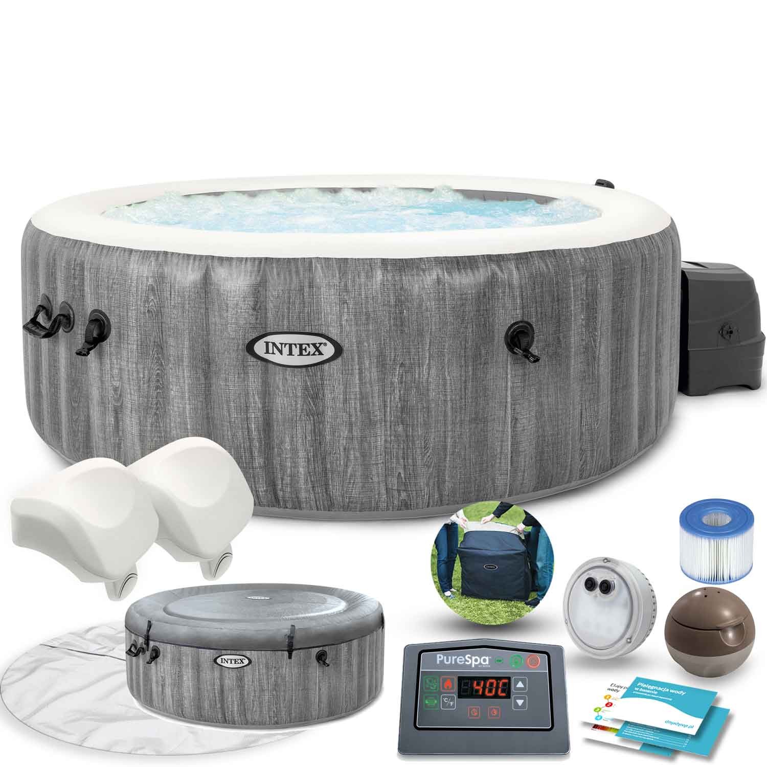 Sūkurinė vonia intex purespa greywood bubble deluxe ø 196 cm x 71 cm