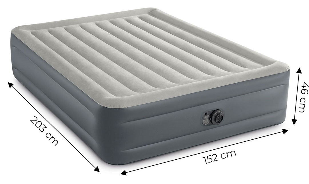 Pripučiamas čiužinys intex 64126 su integruota pompa 203x152 cm