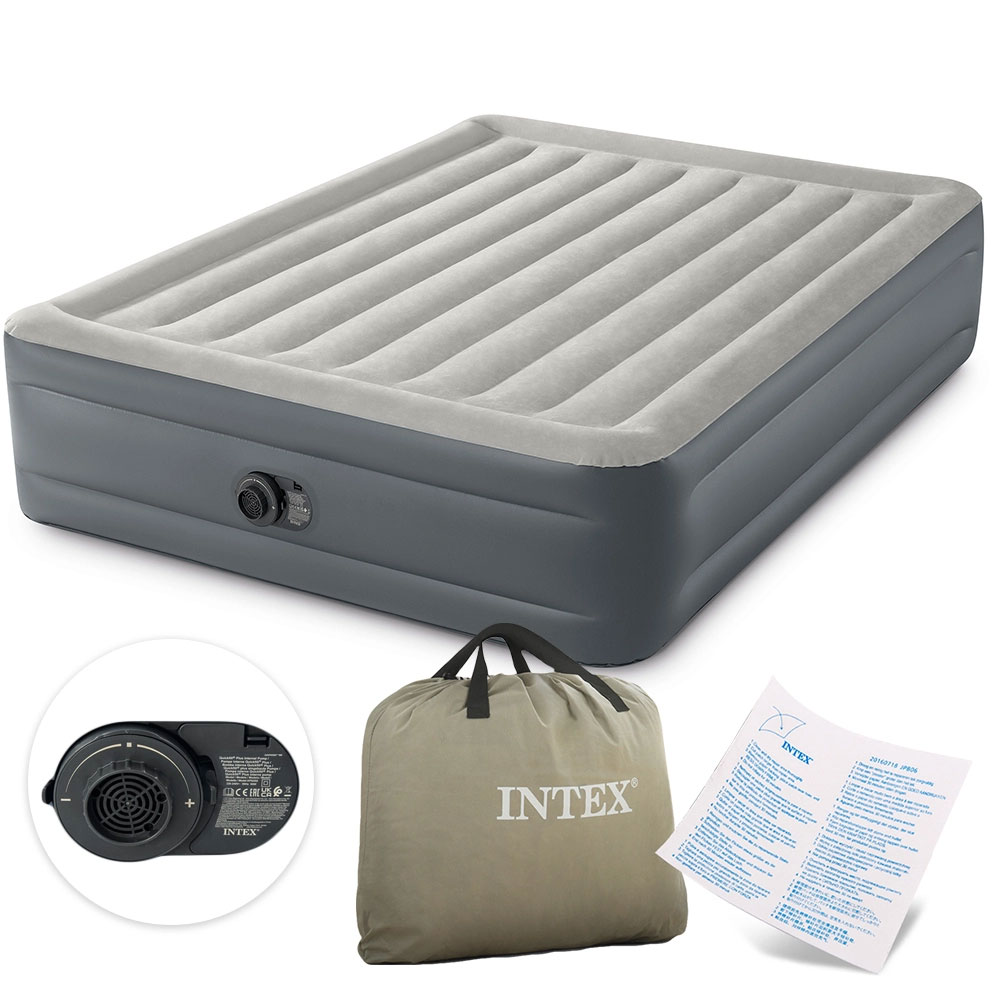 Pripučiamas čiužinys intex 64126 su integruota pompa 203x152 cm