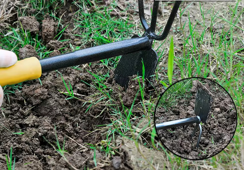 Sodo motka 2in1 - dvipusis ekskavatorius su nagais - 30 cm