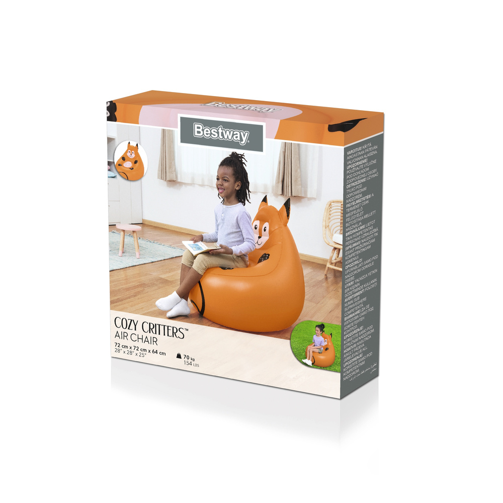Pripučiamas sedmaišis bestway, 72x72x64 cm, oranžinis