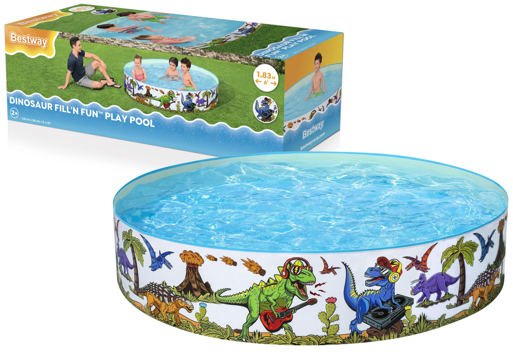 Ramstinis baseinas bestway fill 'n fun dinosaurous, 183x38 cm