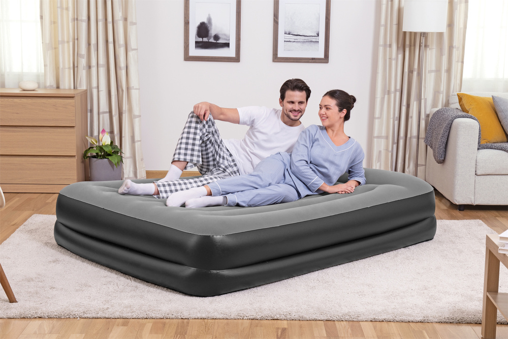 Pripučiamas čiužinys bestway tritech aerolux, 203x152x46cm, su integruota double xl/mid elektrine pompa