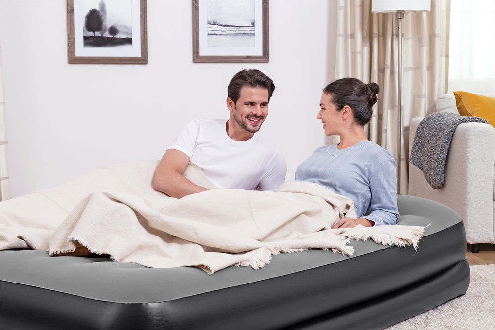 Pripučiamas čiužinys bestway tritech aerolux, 203x152x46cm, su integruota double xl/mid elektrine pompa