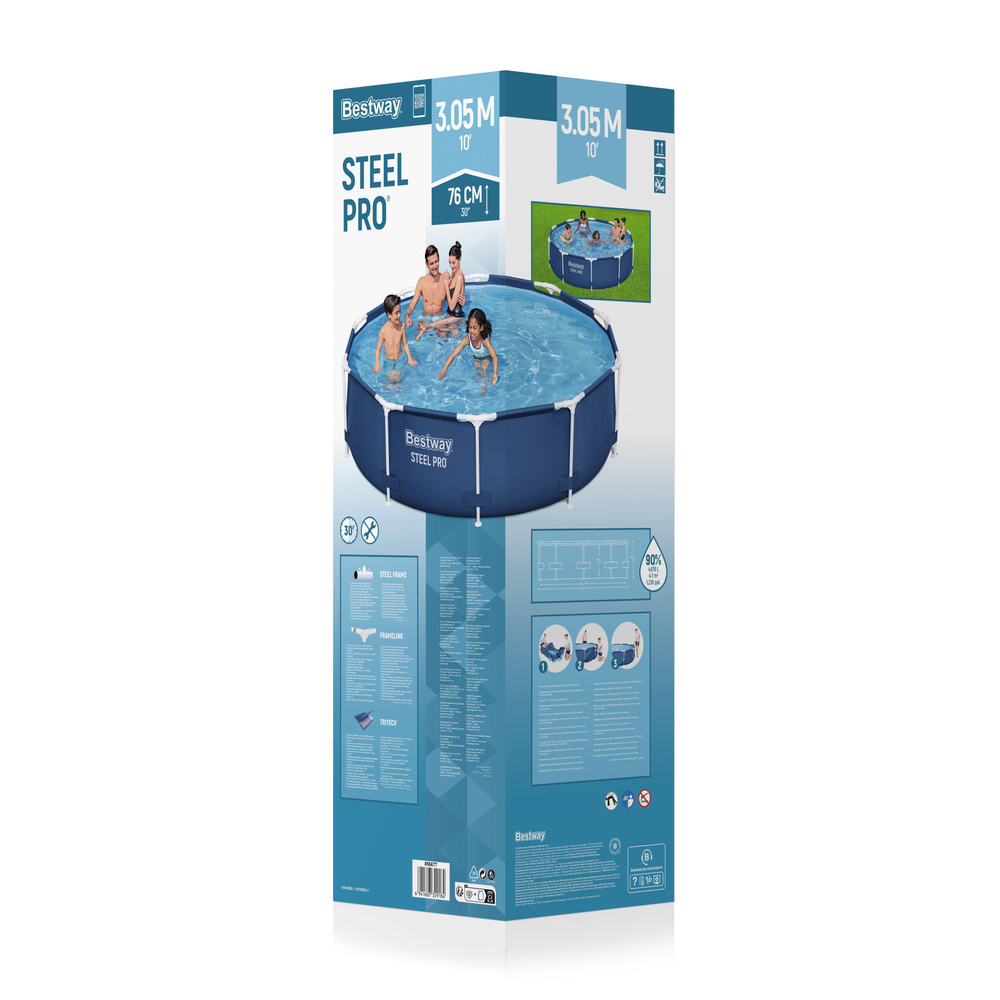 Sodo baseinas su stelažu 305 x 76 cm bestway
