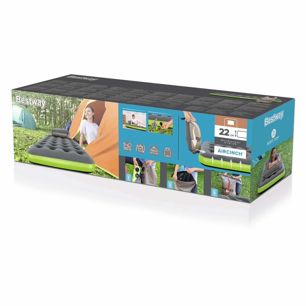 Pripučiamas turistinis čiužinys pavillo roll & relax twin, 188x99x22 cm