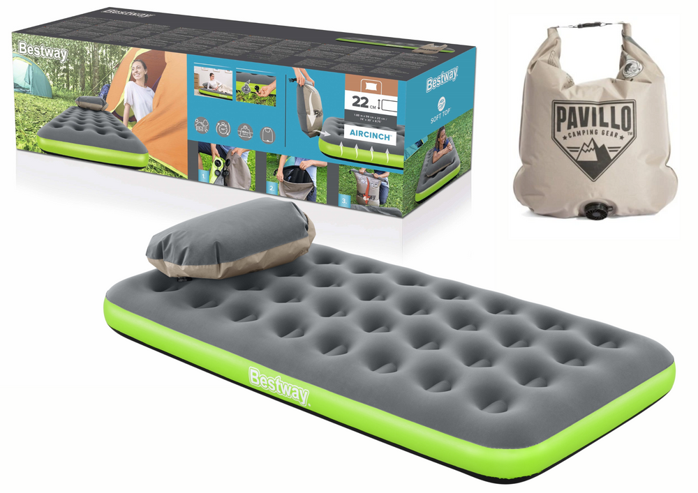 Pripučiamas turistinis čiužinys pavillo roll & relax twin, 188x99x22 cm
