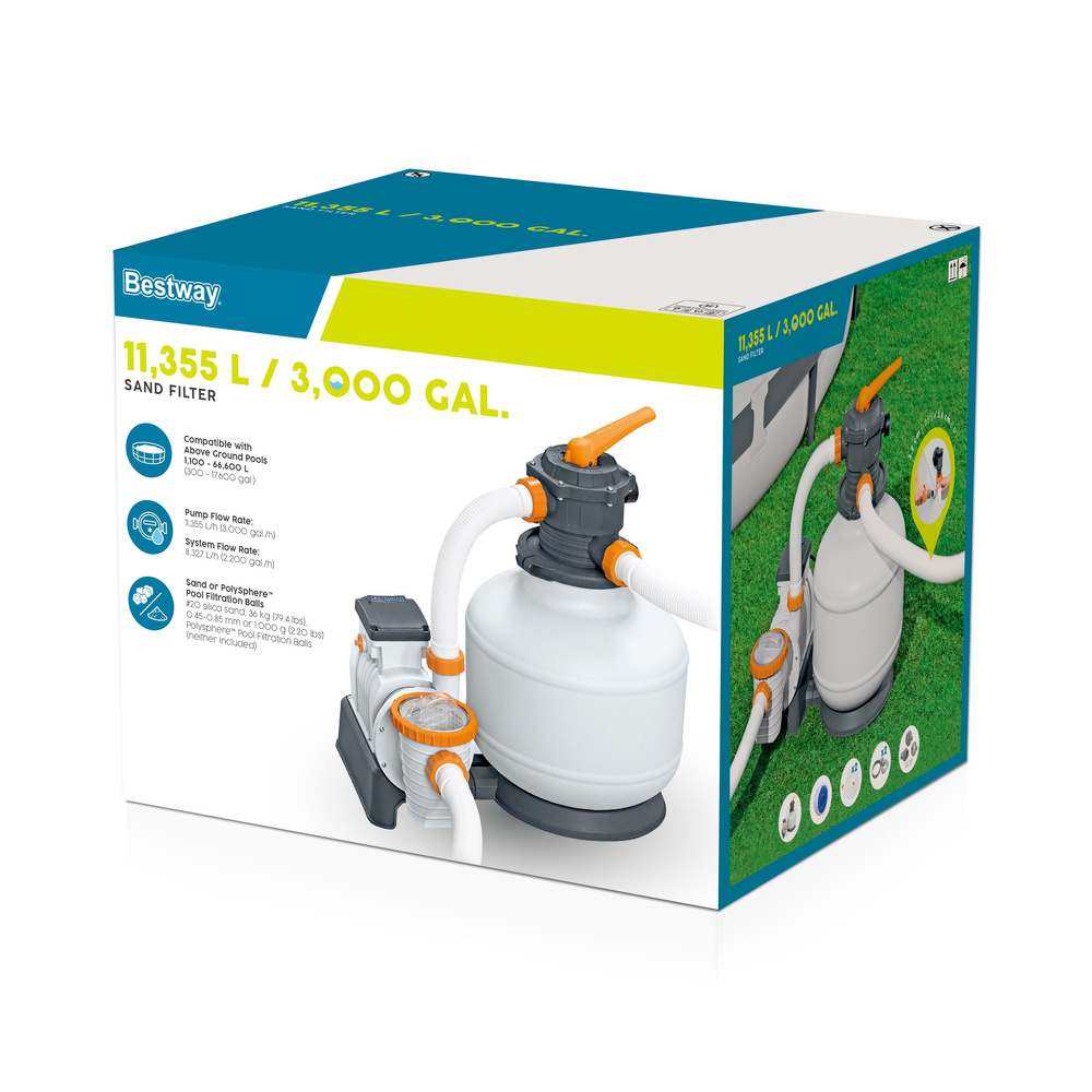 Baseino vandens smėlio filtras su pompa bestway flowclear, 11355 l/val.