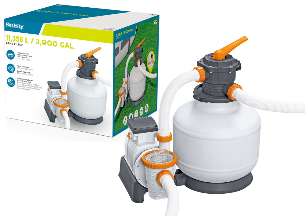 Baseino vandens smėlio filtras su pompa bestway flowclear, 11355 l/val.