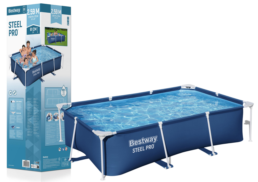Baseinas metaliniu rėmu Steel Pro Bestway 259x170x61cm, mėlynas