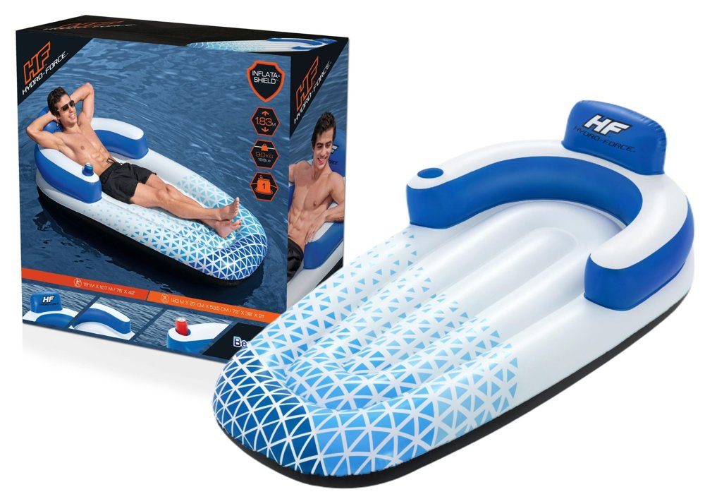 Pripučiamas plaustas bestway hydro-force indigo wave lounge, 191x107 cm