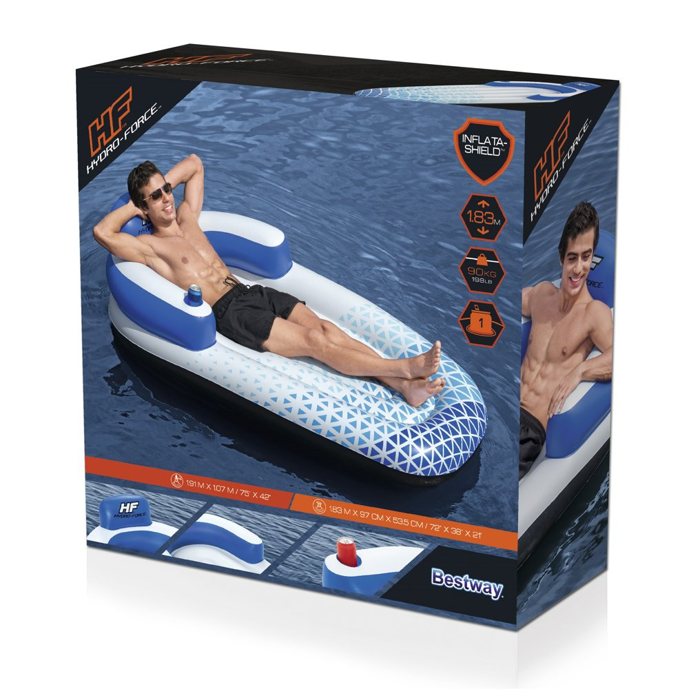 Pripučiamas plaustas bestway hydro-force indigo wave lounge, 191x107 cm