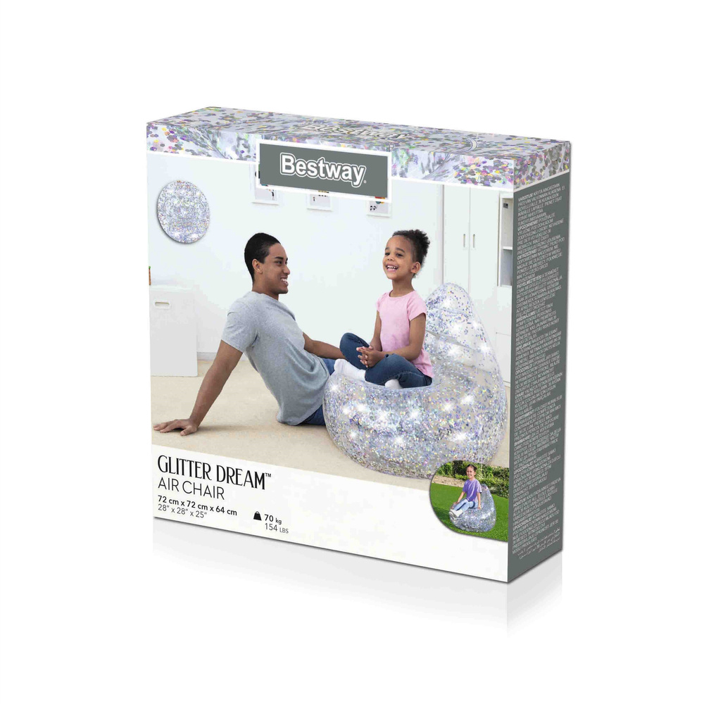 Pripučiamas fotelis bestway glitter dream, 72x64 cm