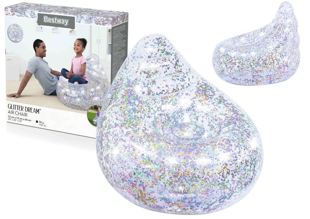 Pripučiamas fotelis bestway glitter dream, 72x64 cm
