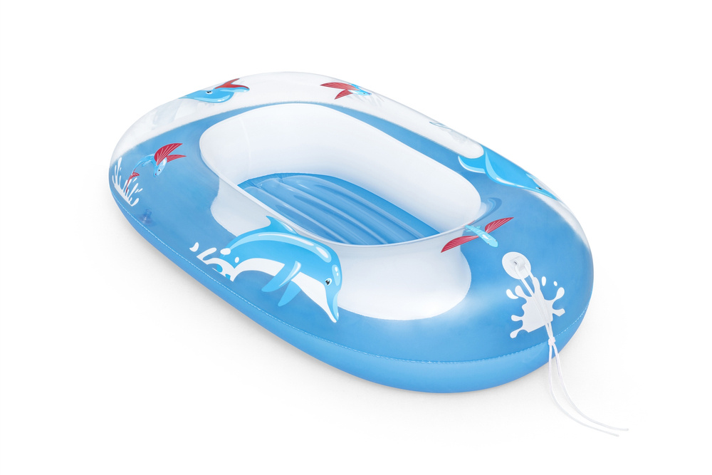 Pripučiama vaikiška valtis bestway kiddie raft, 102x69 cm, mėlyna/geltona