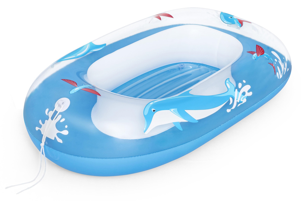 Pripučiama vaikiška valtis bestway kiddie raft, 102x69 cm, mėlyna/geltona