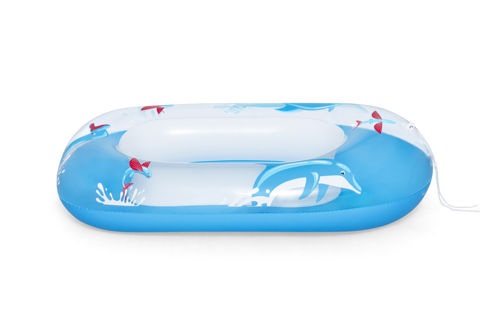 Pripučiama vaikiška valtis bestway kiddie raft, 102x69 cm, mėlyna/geltona