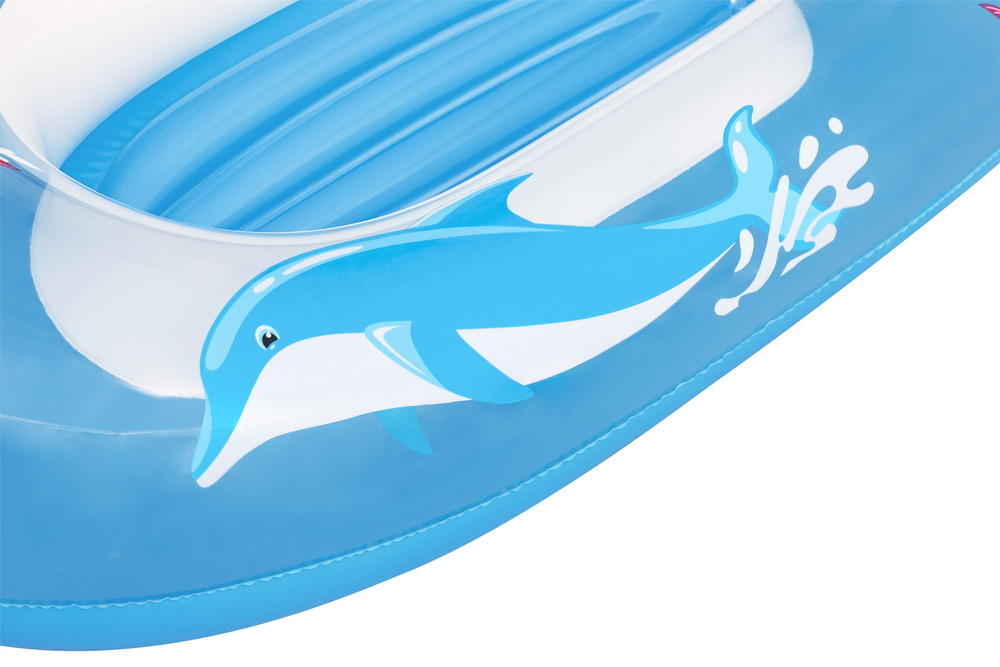 Pripučiama vaikiška valtis bestway kiddie raft, 102x69 cm, mėlyna/geltona