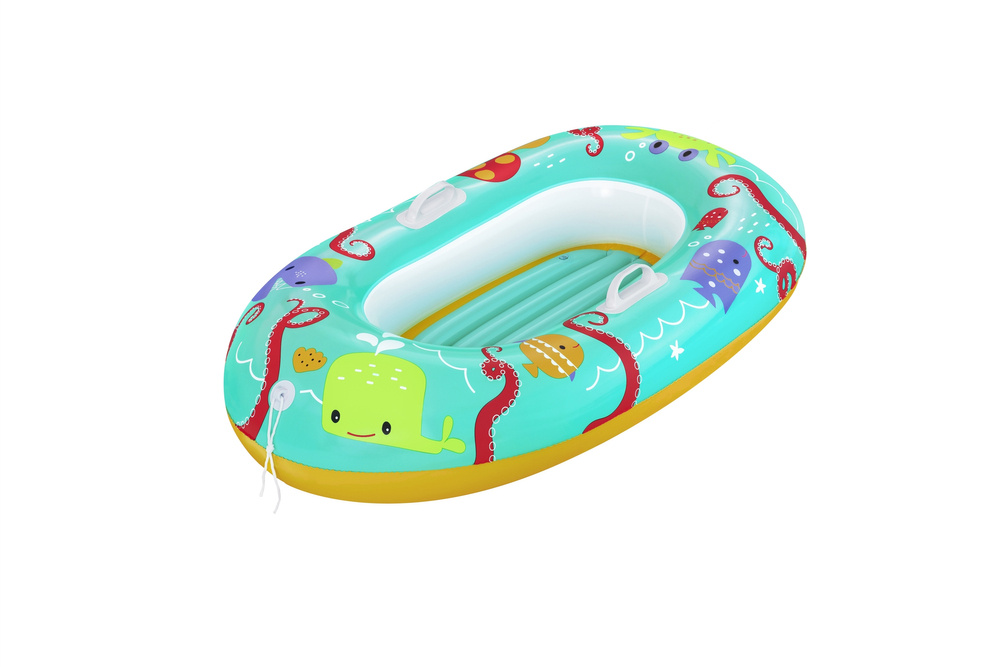 Pripučiama valtis vaikams bestway happy crustacean, 119x79 cm, orandžinė/mėlyna