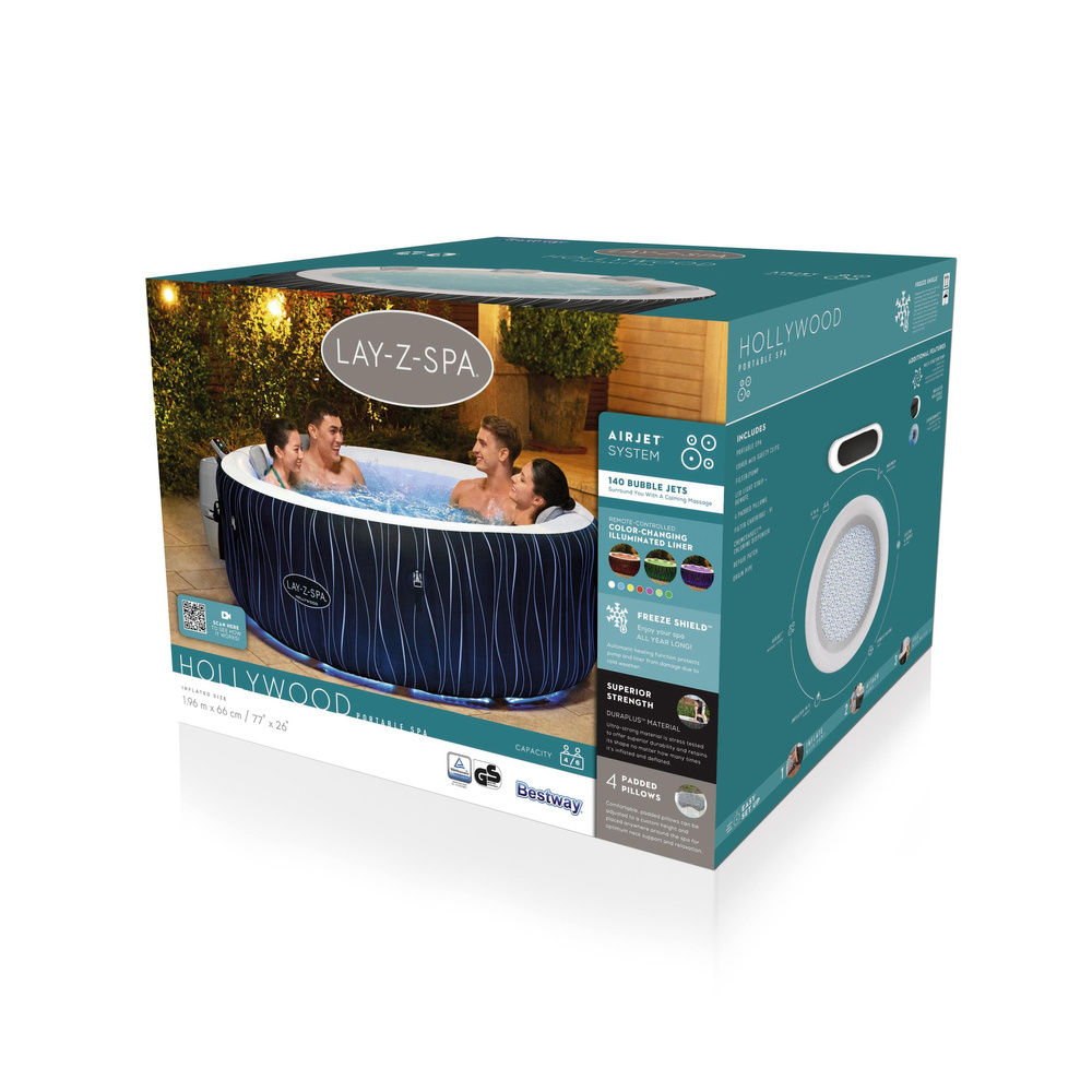 Masažinis baseinas bestway lay-z-spa hollywood airjet, 196x66 cm