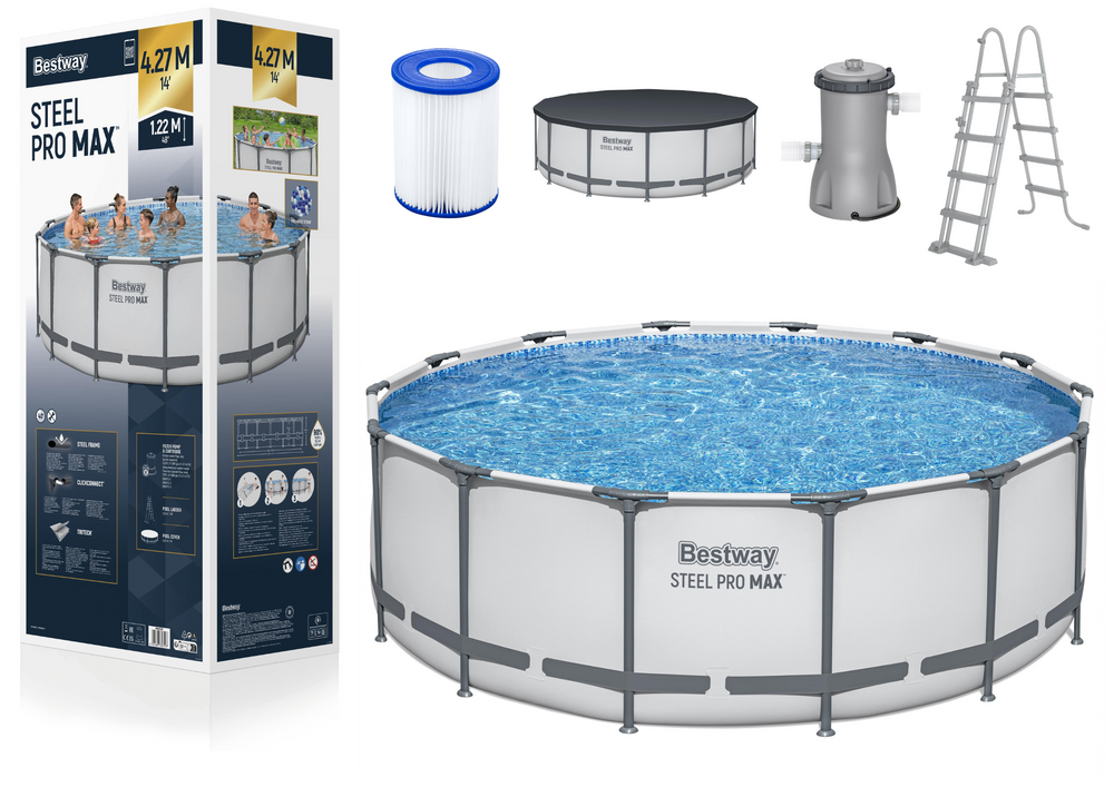 Karkasinis baseinas bestway steel pro 5612x, 427x122 cm, su filtru