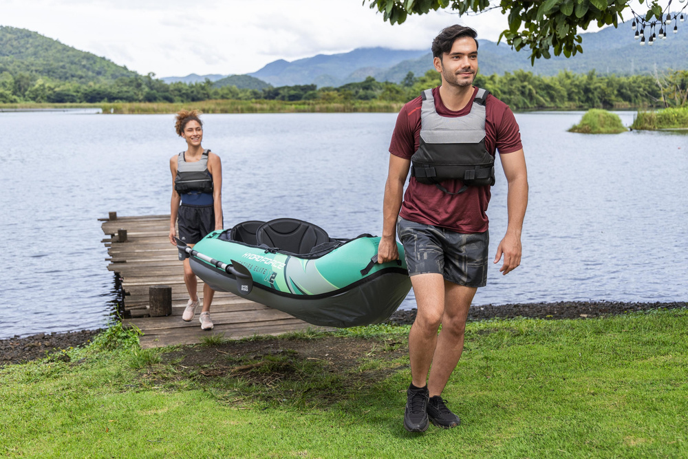Bestway 2 asmenų baidarė ventura elite x2 pripučiama valtis hydro force irklai 65052