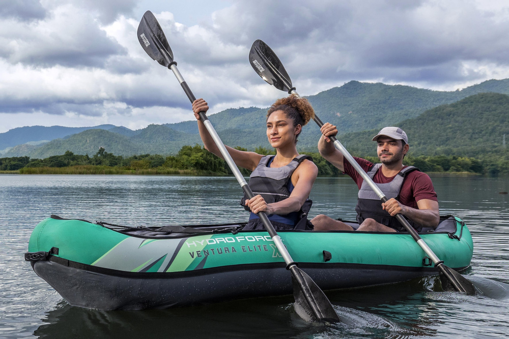 Bestway 2 asmenų baidarė ventura elite x2 pripučiama valtis hydro force irklai 65052