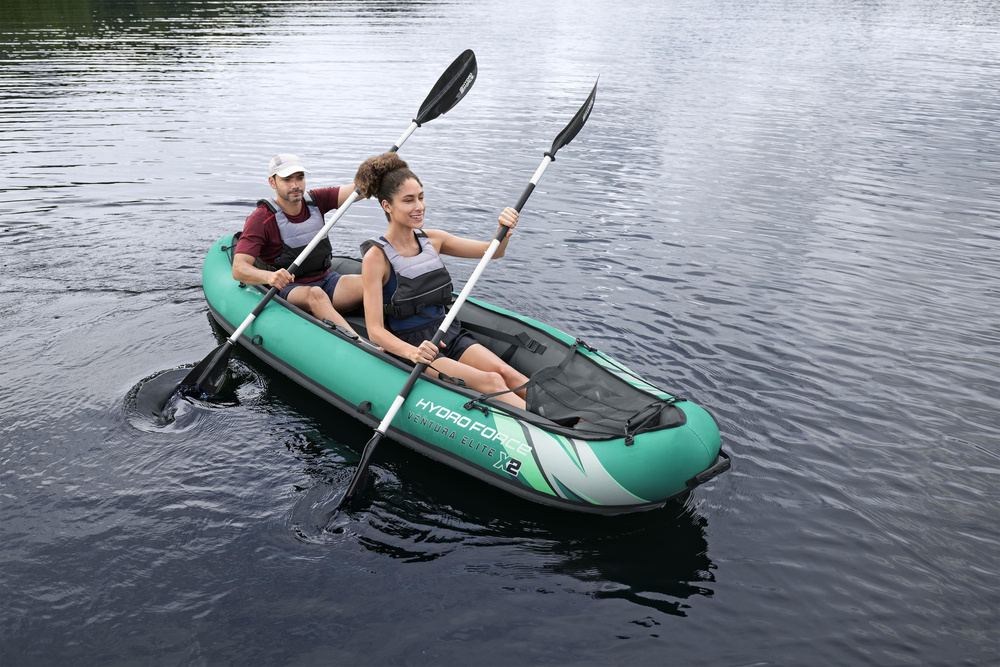 Bestway 2 asmenų baidarė ventura elite x2 pripučiama valtis hydro force irklai 65052
