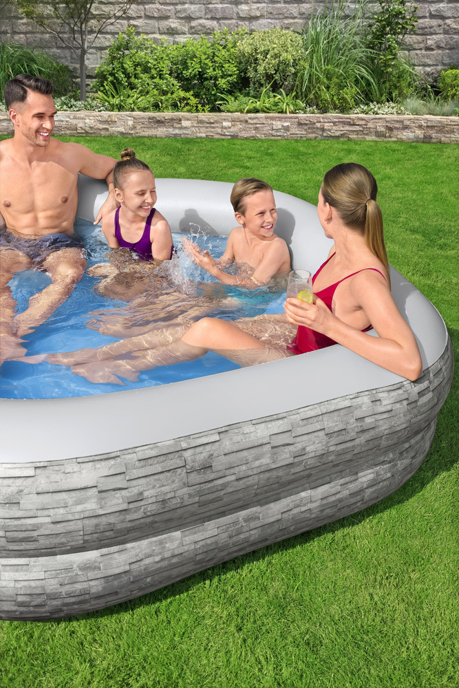 Šeimos baseinas bestway truprint, 213 x 206 x 53 cm, pilkas