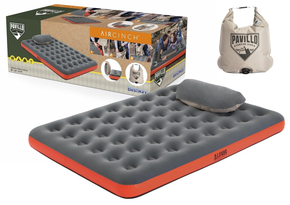 Pripučiamas turistinis čiužinys pavillo roll & relax queen, 203x152x22 cm