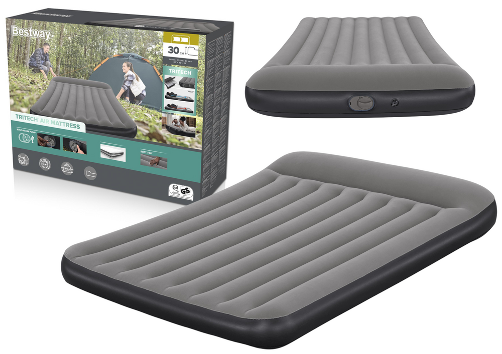 Pripučiamas čiužinys bestway 150 x 203 x 30 cm su usb pompa