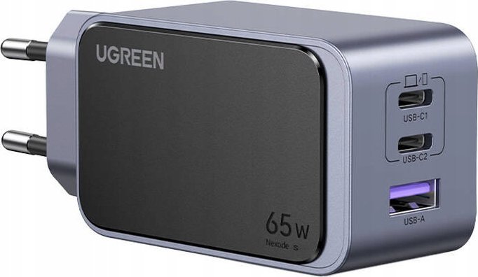 Adapteris UGREEN Nexode Air 65W 3-Port GaN Įkroviklis (USB + 2x USB-C)