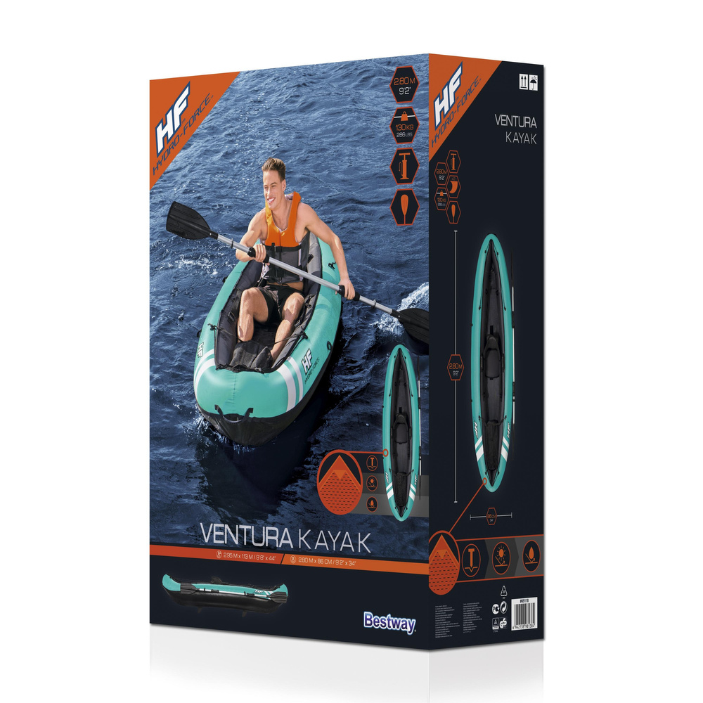 Pripučiama baidarė bestway hydro-force ventura, 280x86x40 cm