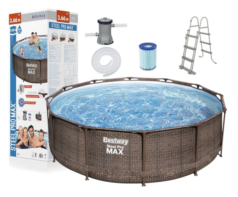 Karkasinis baseinas bestway steel pro max swim vista 366x100 cm, su filtru