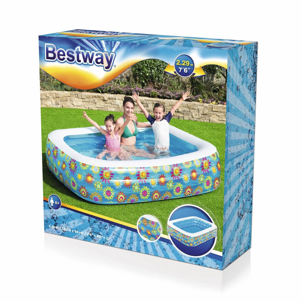 Pripučiamas baseinas bestway happy flora, 229x152x56 cm