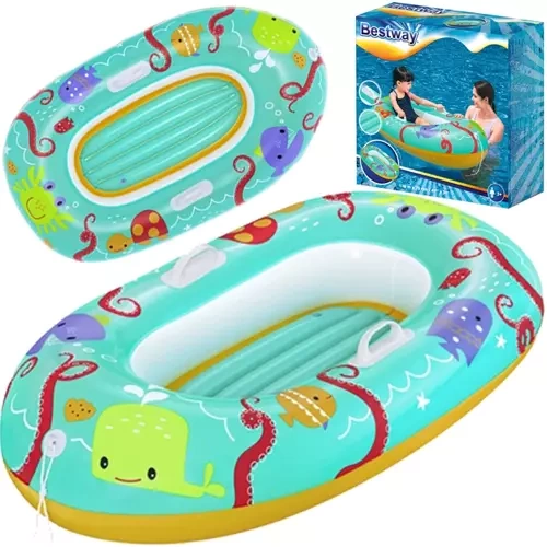 Pripučiama valtis vaikams bestway happy crustacean, 119x79 cm, orandžinė/mėlyna
