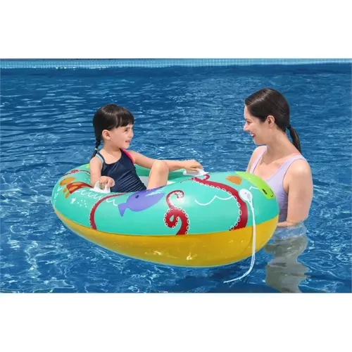 Pripučiama valtis vaikams bestway happy crustacean, 119x79 cm, orandžinė/mėlyna