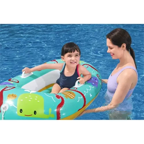 Pripučiama valtis vaikams bestway happy crustacean, 119x79 cm, orandžinė/mėlyna