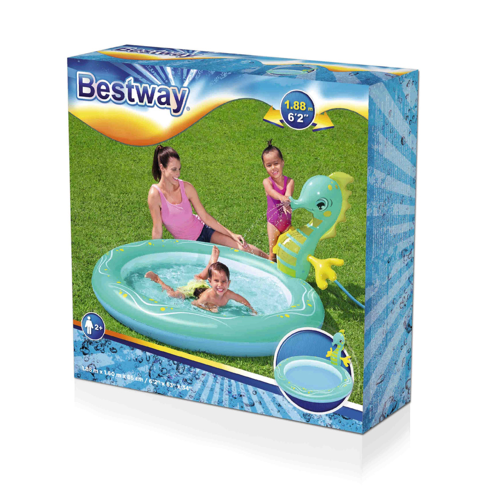 Pripučiamas baseinas bestway seahorse sprinkler, 188x160x86 cm