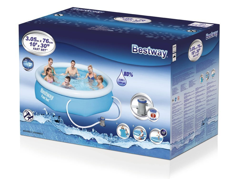 Baseino rinkinys bestway marin fast, apvalus, 305 cm, mėlyna
