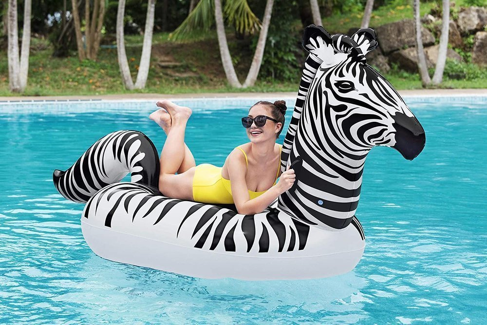 Pripučiamas plaustas su led apšvietimu bestway lights 'n stripes zebra, juodas/baltas