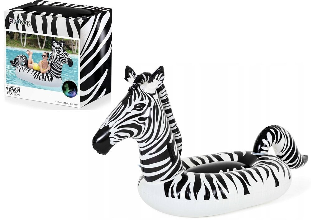 Pripučiamas plaustas su led apšvietimu bestway lights 'n stripes zebra, juodas/baltas