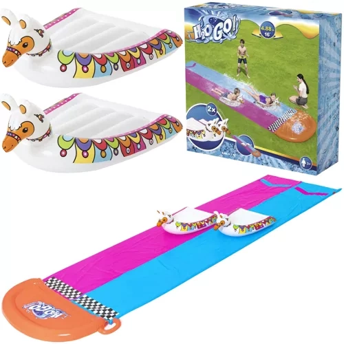 Pripučiama vandens čiuožynė bestway h2ogo! llama rama double race, mėlyna/rožinė