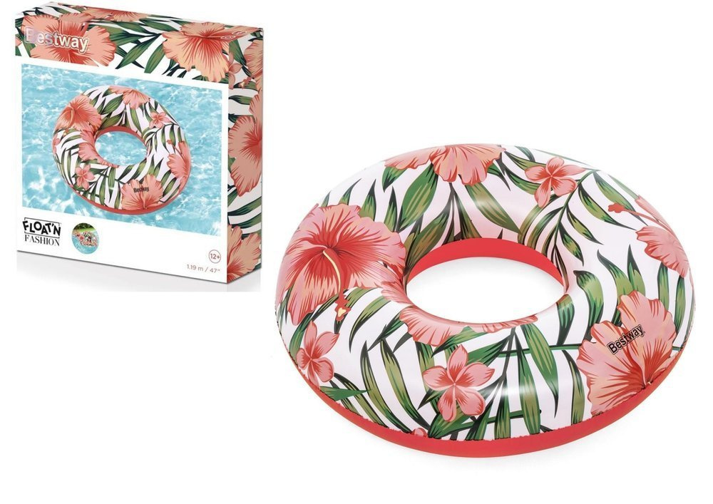 Pripučiamas ratas bestway tropical palms, 106 cm, mėlynas/rožinis