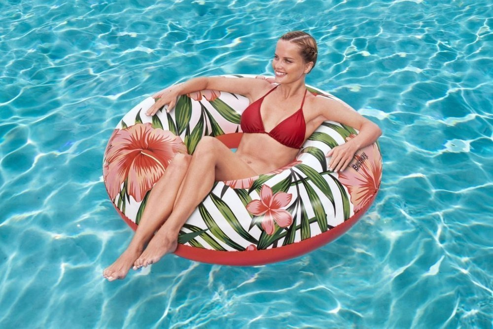 Pripučiamas ratas bestway tropical palms, 106 cm, mėlynas/rožinis
