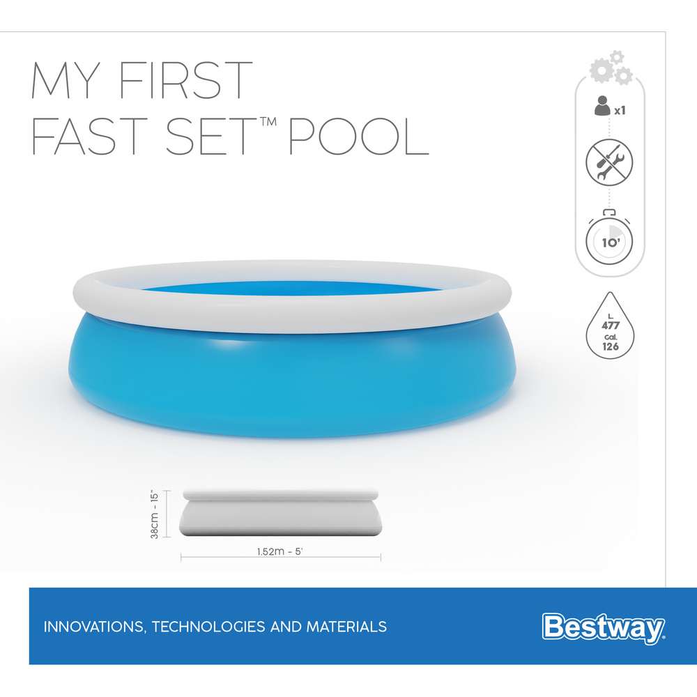 Baseinas Bestway Fast Set Splash & Play 152x38 cm, be filtro